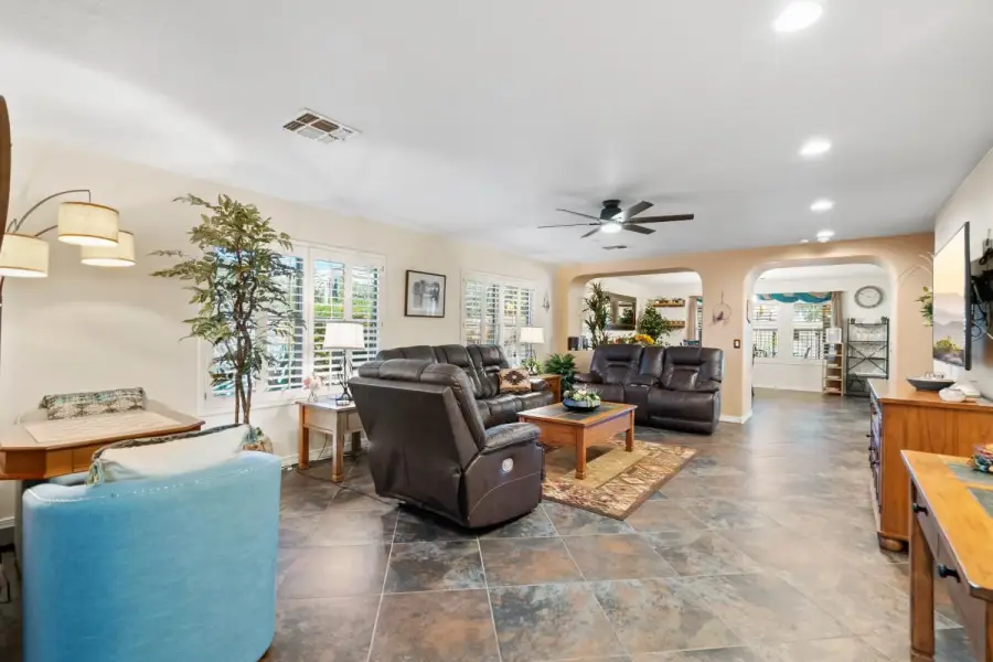 Game table and southwestern decor in living area Game table and southwestern decor in living area